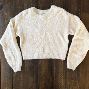 Hollister Cream Fuzzy Crew Neck Sweater